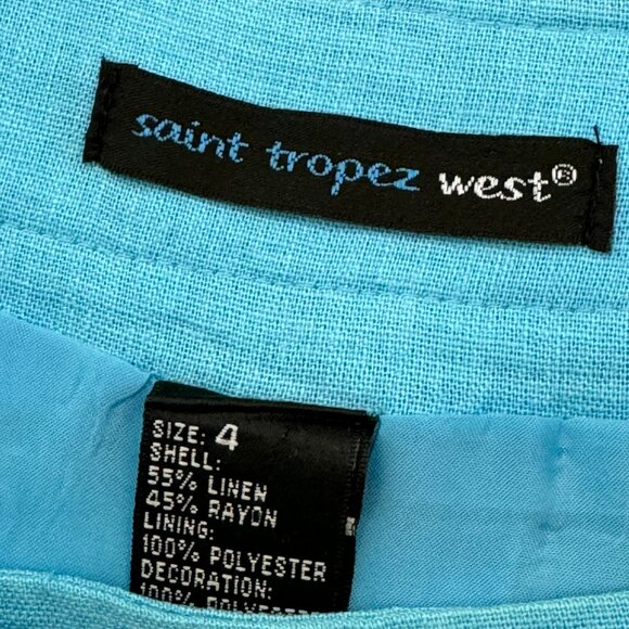 - St. Tropez Box Pleat Linen Blend Skirt Embroidered Spring Summer US 4  - I1925 - Picture 4 of 4